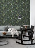 Miniatyrbild 6 av 7: ESTAhome tapet vilda blommor mångfärgat på svart 0,53 x 10,05 m
