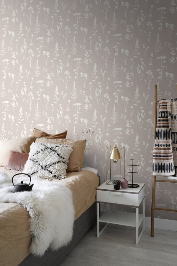 ESTAhome tapet vilda blommor milt rosa 0,53 x 10,05 m