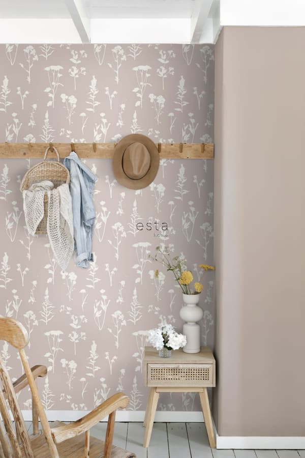 ESTAhome tapet vilda blommor milt rosa 0,53 x 10,05 m