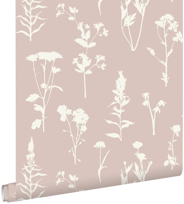 ESTAhome tapet vilda blommor milt rosa 0,53 x 10,05 m