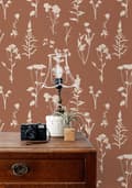 Miniatyrbillede 3 af 6: ESTAhome tapet vilde blomster terracotta rød 0,53 x 10,05 m