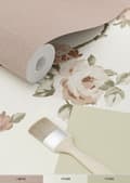 Miniatyrbillede 4 af 8: ESTAhome tapet vintage blomster off-hvidt og antikrosa 0.53 x 10.05 m
