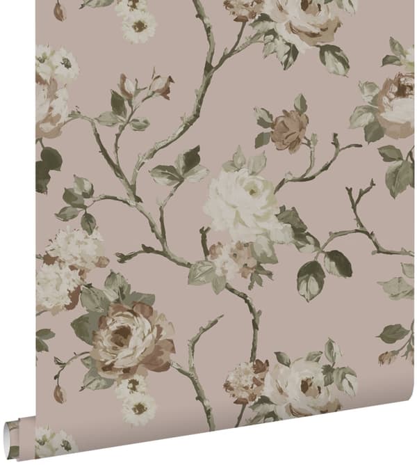 ESTAhome tapet vintage blommor antikrosa 0.53 x 10.05 m