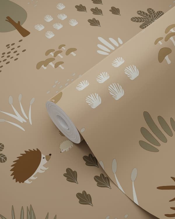 ESTAhome tapet skov med skovdyr beige brun 0.53 x 10.05 m