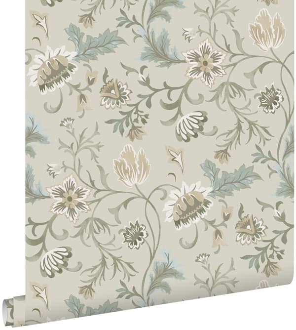 ESTAhome tapet vintage blomster sandfarvet 0.53 x 10.05 m