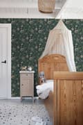 Miniatyrbillede 5 af 7: ESTAhome tapet vintage blomster antracitgråt og grønt 0.53 x 10.05 m