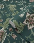 Miniatyrbillede 7 af 7: ESTAhome tapet vintage blomster antracitgråt og grønt 0.53 x 10.05 m