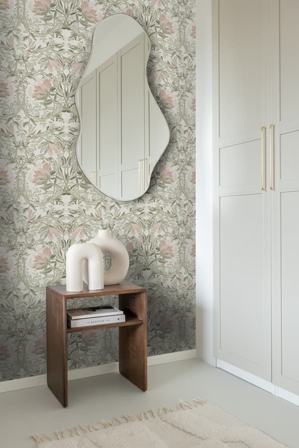 ESTAhome tapet vintage blomster i art nouveau stil sandfarvet og antikrosa 0.53 x 10.05 m