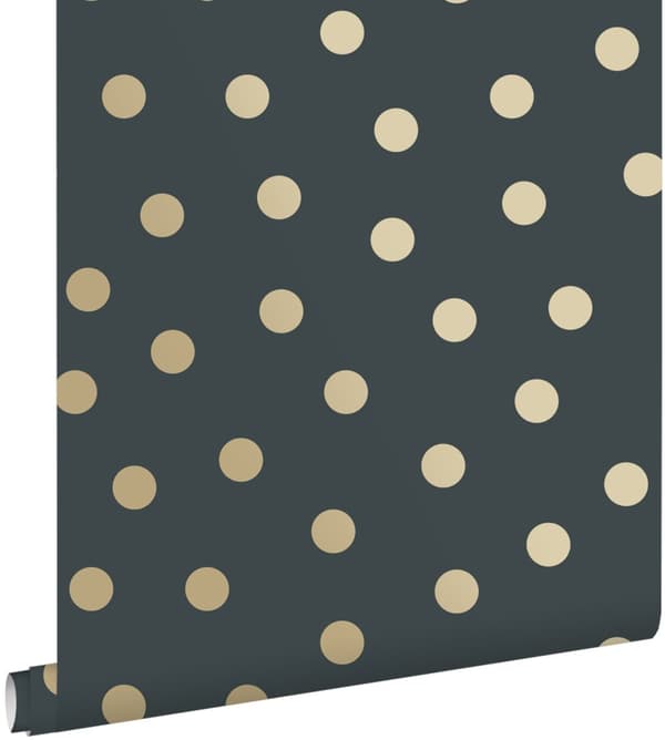 ESTAhome tapet prickar vintage gråblått och guld 0,53 x 10,05 m