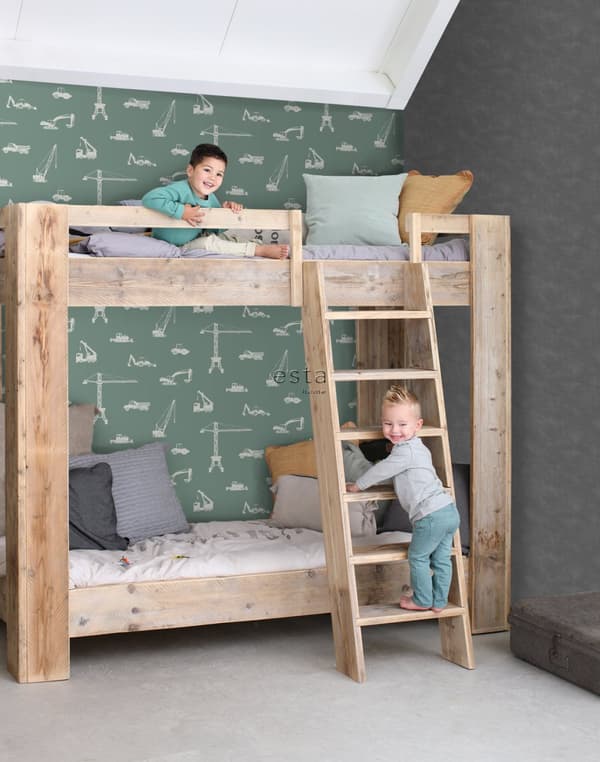 ESTAhome tapet fordon gråaktigt mintgrönt 0,53 x 10,05 m