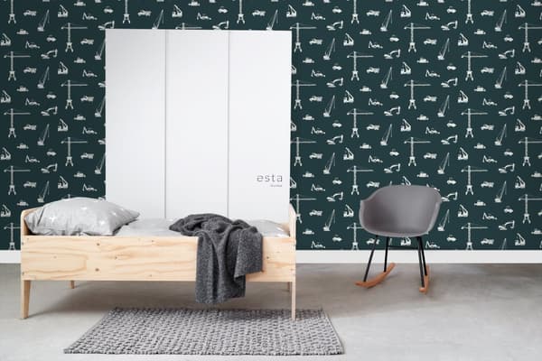 ESTAhome tapet fordon mörkblått och vitt 0,53 x 10,05 m