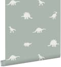 Miniatyrbild 1 av 6: ESTAhome tapet dinosaurier gråaktigt mintgrönt 53 cm x 10,05 m