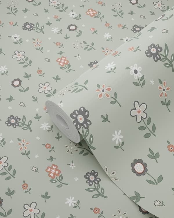 ESTAhome tapet blomster gråligtgrønt 50 cm x 9 m