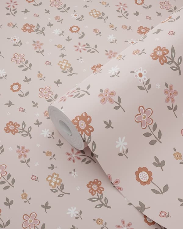 ESTAhome tapet blomster skinnende lyserødt 50 cm x 9 m