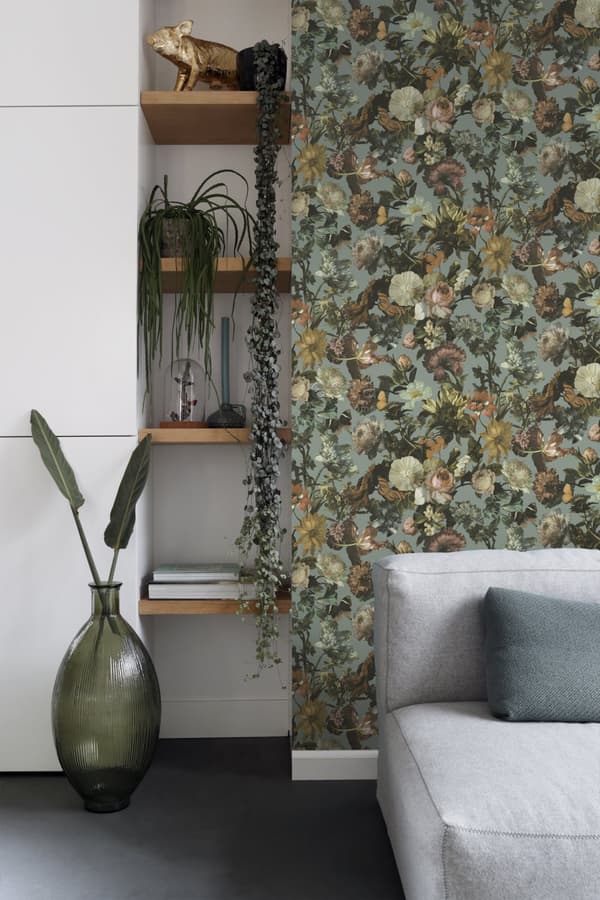 ESTAhome tapet blomster gråblåt 53 cm x 10,05 m