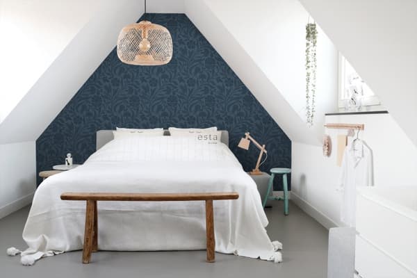 ESTAhome tapet blomster mørkeblåt 53 cm x 10,05 m