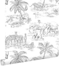 Miniatyrbillede 1 af 8: ESTAhome tapet jungledyr sort og hvidt 53 cm x 10,05 m