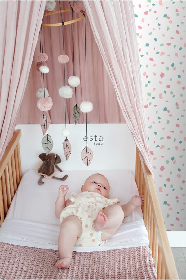 ESTAhome tapet terrazzo vitt, rosa och grönt 0,53 x 10,05 m