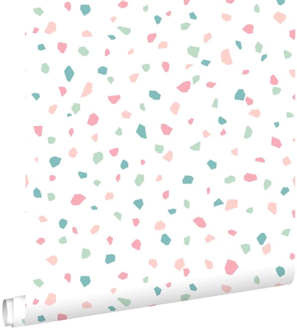 ESTAhome tapet terrazzo vitt, rosa och grönt 0,53 x 10,05 m