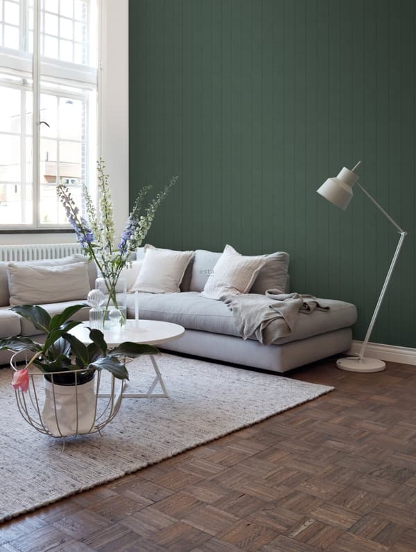 ESTAhome tapet fiskbensmönster grönt och svart 0,53 x 10,05 m