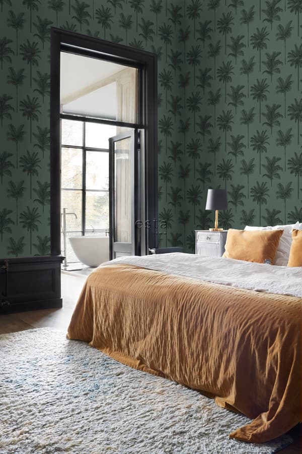 ESTAhome tapet palmetræer mørkegrønt - 139321 - 0,53 x 10,05 m
