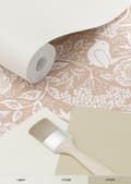 Miniatyrbillede 5 af 8: ESTAhome tapet blomster og fugle i art nouveau nude farve og hvidt 0,53 x 10,05 m