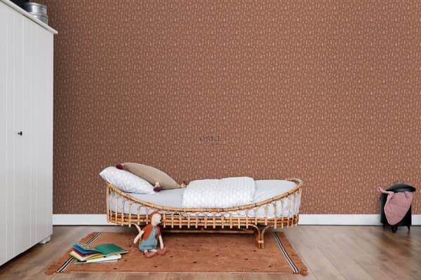 ESTAhome tapet blommönster terrakottaröd och vitt 0,53 x 10,05 m