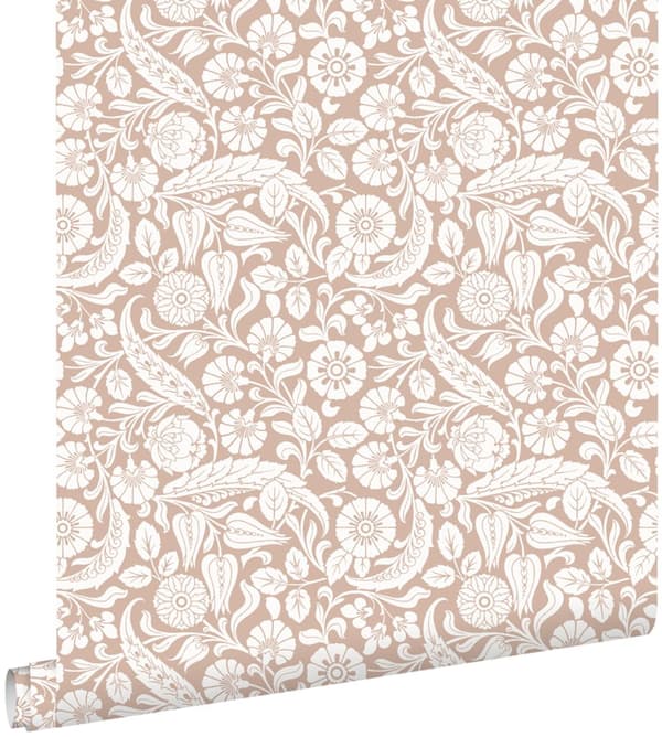 ESTAhome tapet blomstermønster terracotta pink 0,53 x 10,05 m