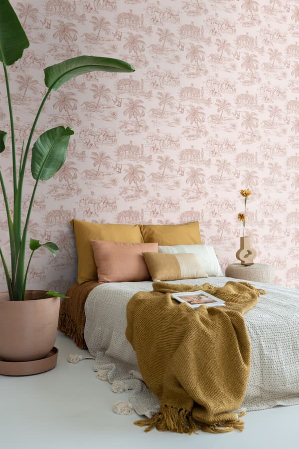 ESTAhome tapet djungeldjur terrakotta rosa 0,53 x 10,05 m