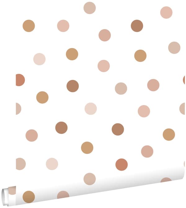 ESTAhome tapet prikker terracotta rød og hvidt 0,53 x 10,05 m