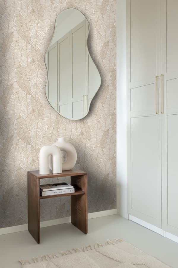 ESTAhome tapet handmålade blad beige 0,53 x 10,05 m