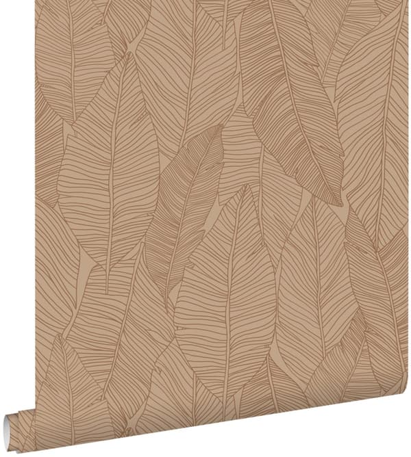 ESTAhome tapet handmålade blad terrakotta rosa 0,53 x 10,05 m