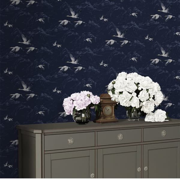 Laura Ashley - Non-woven tapet - Animalia Midnight - 10mx52cm