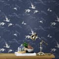 Miniatyrbillede 4 af 6: Laura Ashley - Non-woven tapet - Animalia Midnight - 10mx52cm