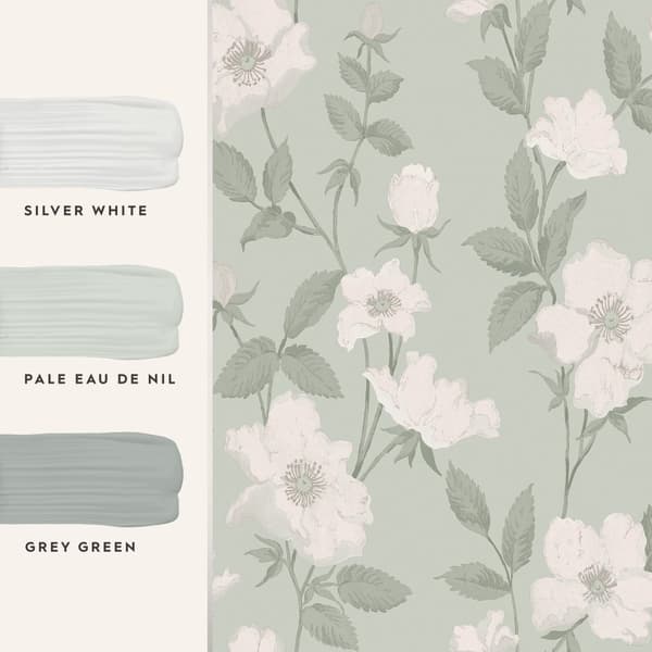 Laura Ashley - Non-woven tapet - Fleurir Smoke Green - 10mx52cm