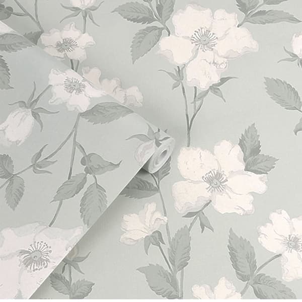 Laura Ashley - Non-woven tapet - Fleurir Smoke Green - 10mx52cm