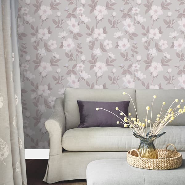 Laura Ashley - Non-woven tapet - Fleurir Sugared Violet - 10mx52cm