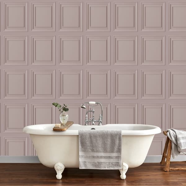 Laura Ashley - Non-woven tapet - Redbrook Wood Panel Blush - 10mx52cm