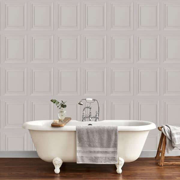 Laura Ashley - Non-woven Tapet - Redbrook Wood Panel Dove Grey - 10mx52cm