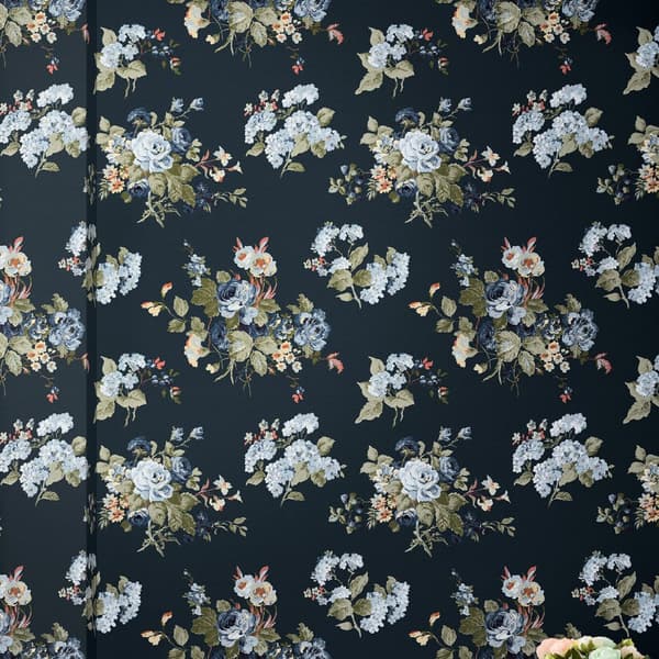Laura Ashley - Non-woven tapet - Rosemore Midnight Seaspray - 10mx52cm
