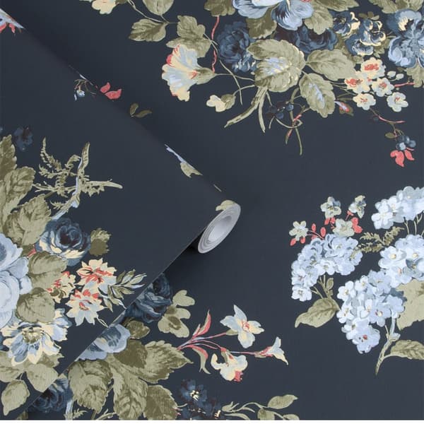 Laura Ashley - Non-woven tapet - Rosemore Midnight Seaspray - 10mx52cm