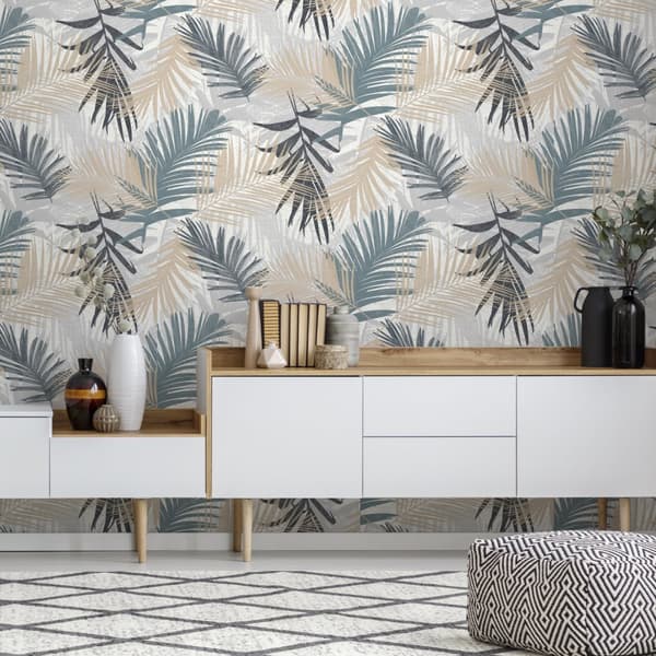 Boutique - Non-woven tapet - Jungle Glam - Blå/Grøn - 10mx52cm