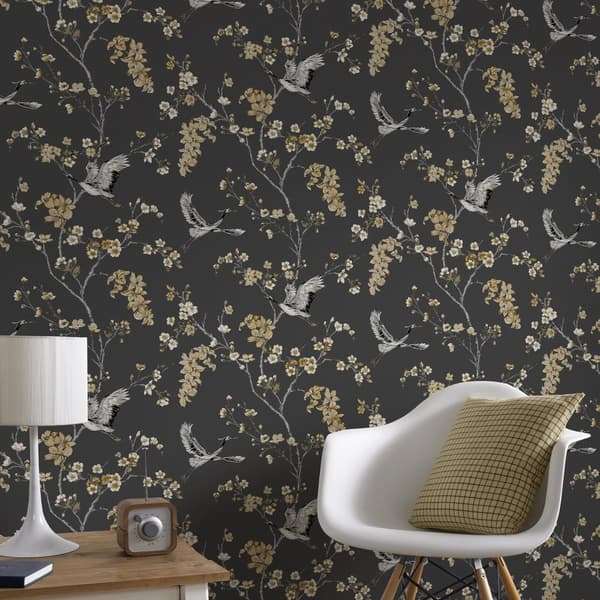 Superfresco Easy - Non-woven tapet - Alexa Crane - Antracit/Guld - 10mx52cm