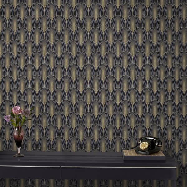 Superfresco Easy - Non-woven tapet - Josephine - Blå/Guld - 10mx52cm