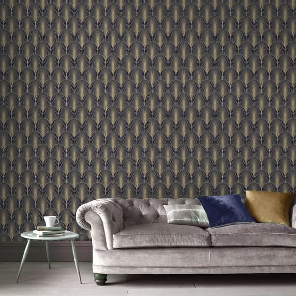 Superfresco Easy - Non-woven tapet - Josephine - Blå/Guld - 10mx52cm