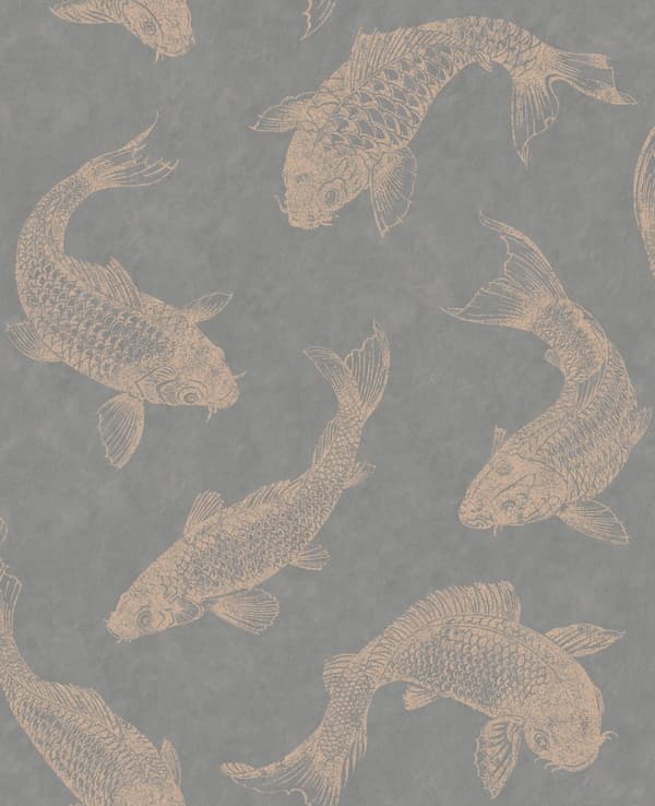 Superfresco Easy - Non-woven tapet - Fiskene - Grå - Rosa guld - 10mx52cm