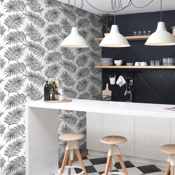 Superfresco Easy - Non-woven Tapet - Scandi Leaves - Vit/Grå - 10mx52cm