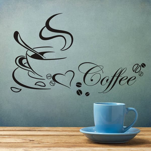 DIY Kaffekopp Hjärta Skönhet Avtagbar Hem Kök Konst Väggdekor Dekor Väggdekal