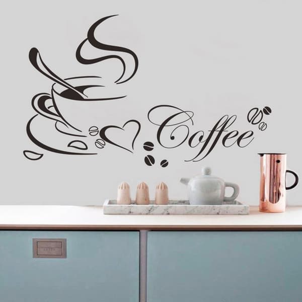 DIY Kaffekopp Hjärta Skönhet Avtagbar Hem Kök Konst Väggdekor Dekor Väggdekal