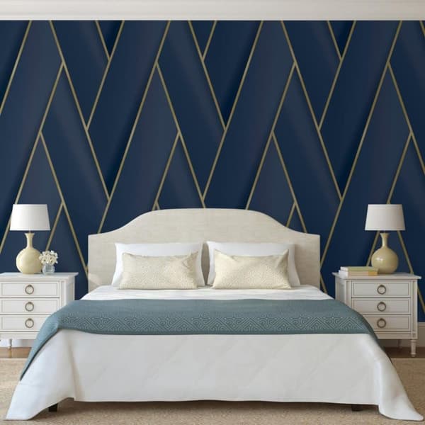 DUTCH WALLCOVERINGS Tapet Geometric blå och guld